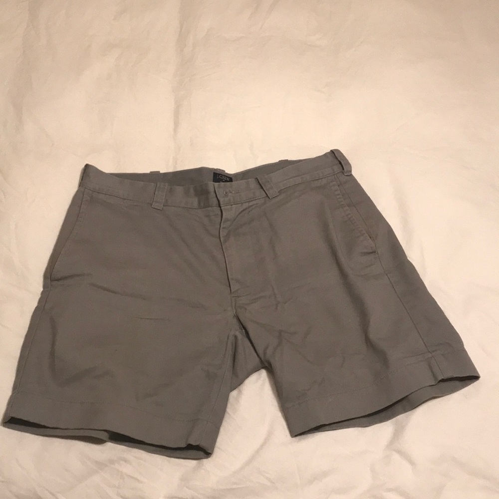 Grey J Crew Flat Front Shorts